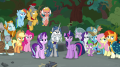 wiki:mane_six_starlight_spike_and_pillars_stand_together_s7e26.png